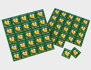 Folha Cupom de Desconto Couchê Fosco 170g UV Localizado 25 Espaços 21x21 cm - 4x0 - 5000 unid